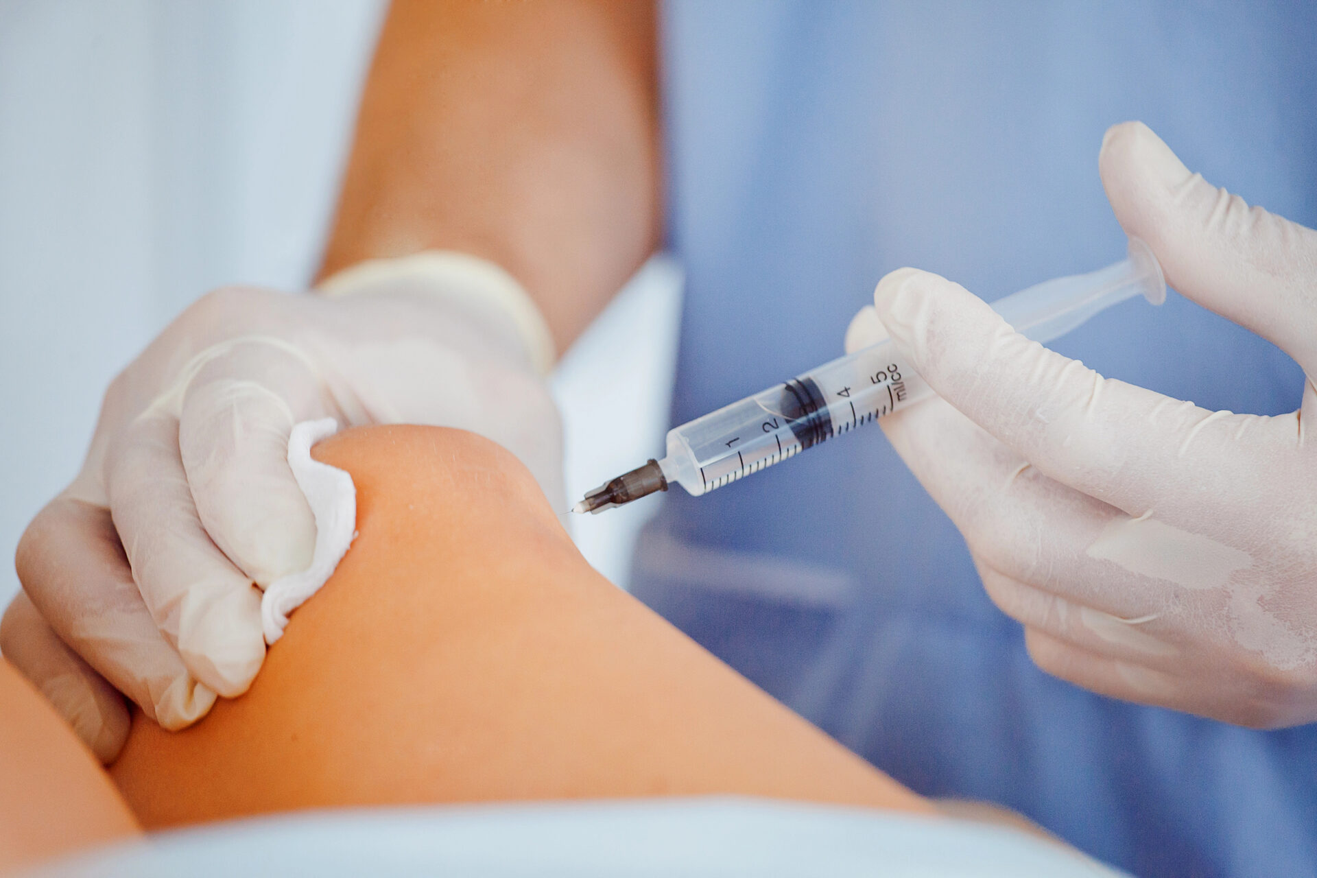 Corticosteroid injection into a joint